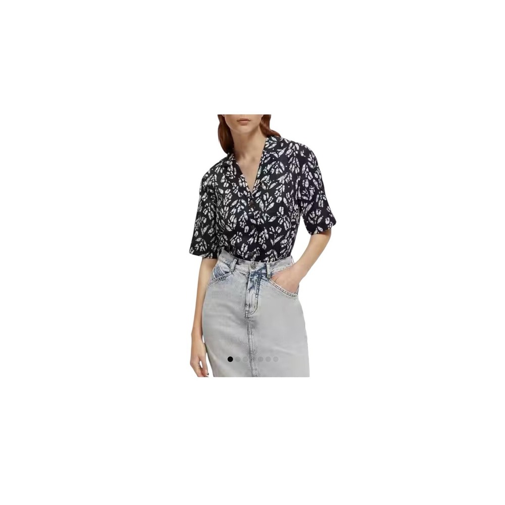 SCOTCH & SODA Shirt Top Women's Size 38 Large 100% Linen Button Up Designer New